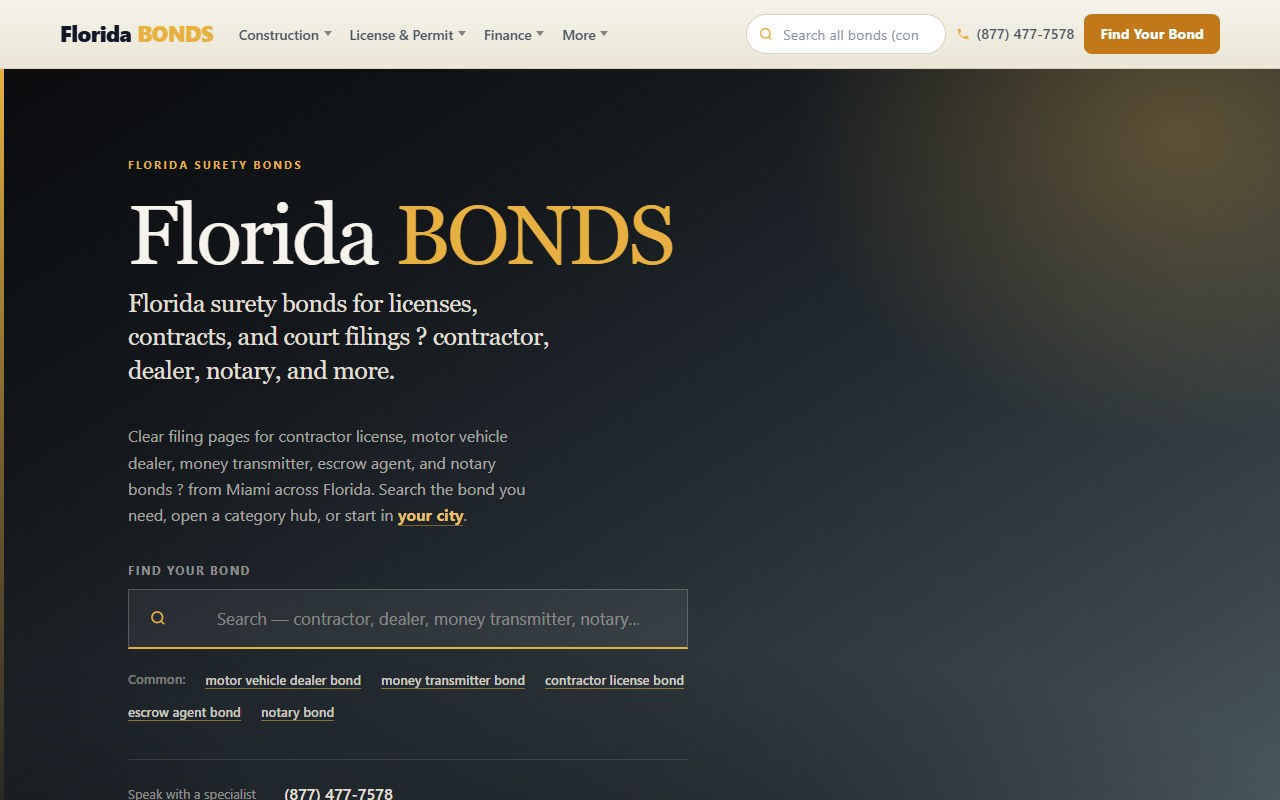 Florida BondsDirect homepage