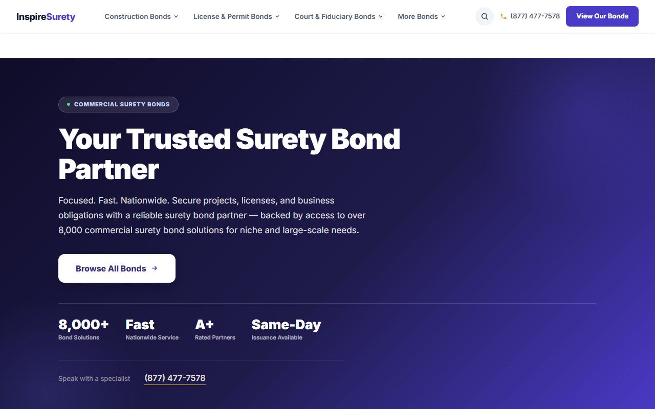 InspireSurety homepage