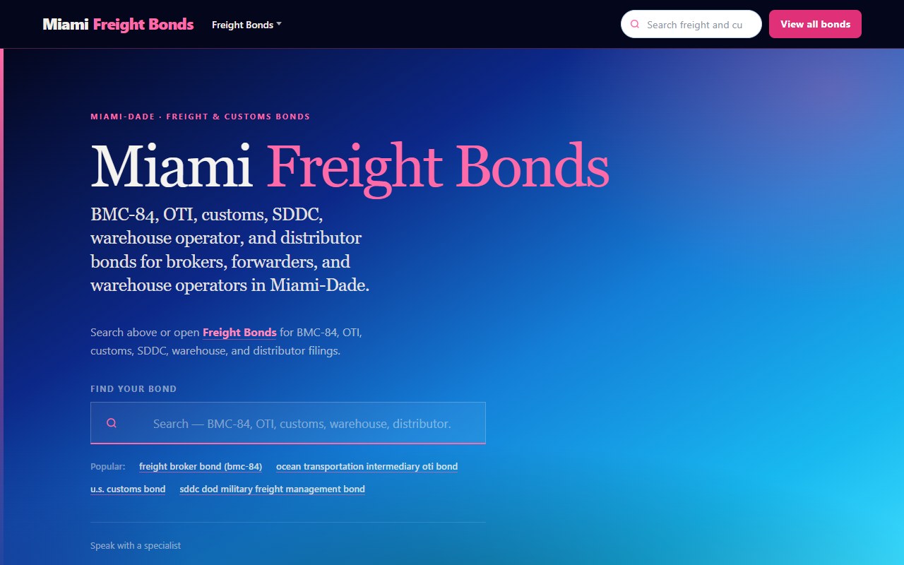 Miami Freight Bonds homepage